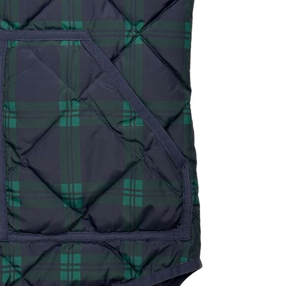 J.Crew Excursion Quilted Down Vest Blackwatch Plaid Holiday Puffer Gold Zip XS - Picture 6 of 14